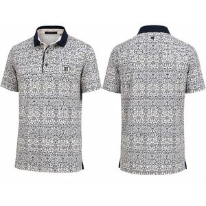 Greyson Golf Polo Performance Shirt Mens XL BLUE FLORAL  Wolf AOP Logo